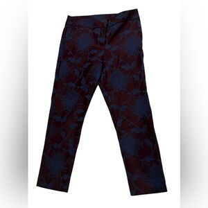 Attyre Women’s Navy and Burgundy Floral Dress Pants, 10